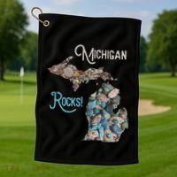 Michigan Rocks Petoskey Stone Hunting Great Lakes State Golf Towel thumb 1