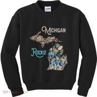 Michigan Rocks Petoskey Stone Hunting Great Lakes State Kids Sweatshirt thumb 0
