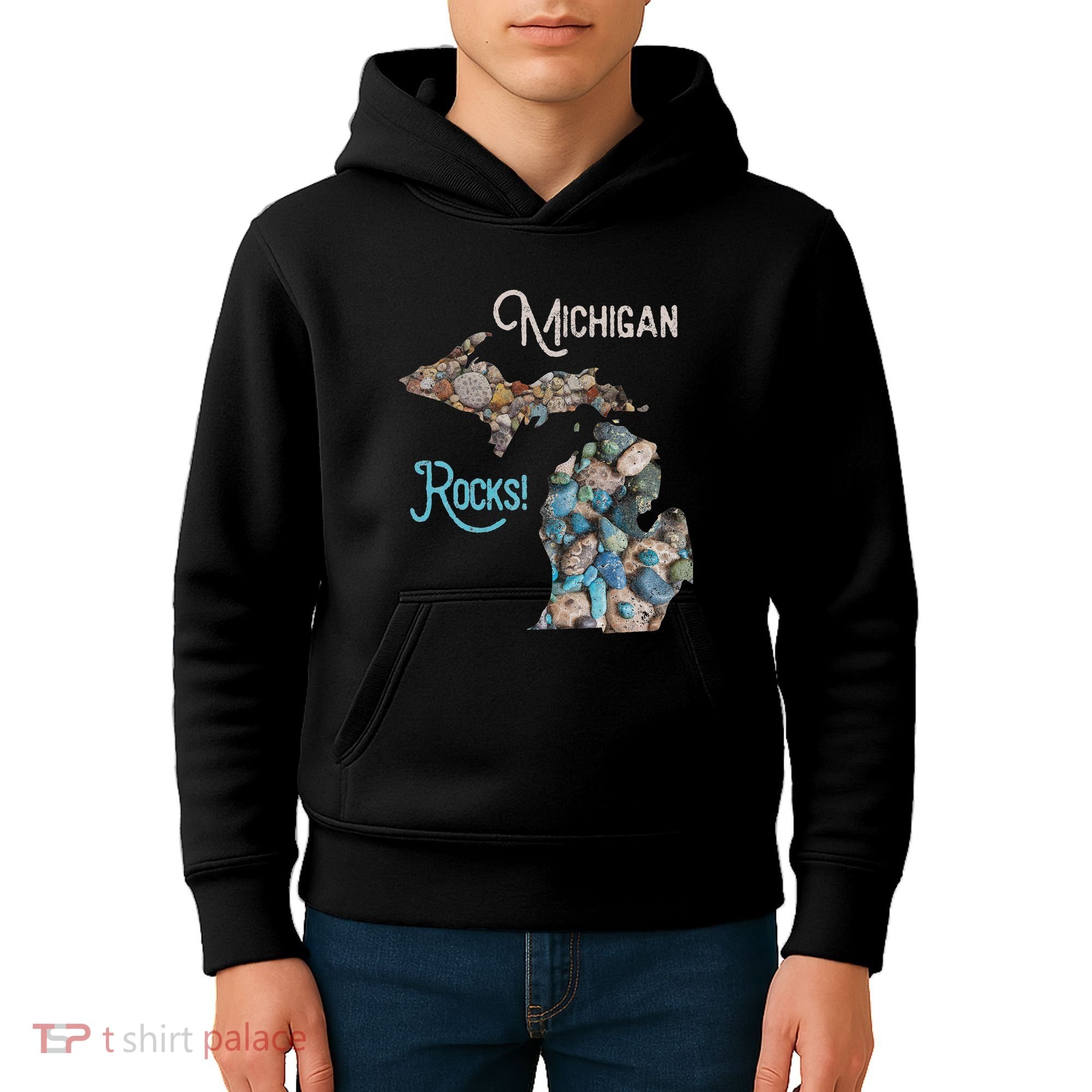 Michigan Rocks Petoskey Stone Hunting Great Lakes State Kids Hoodie