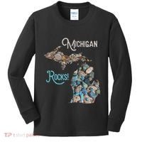 Michigan Rocks Petoskey Stone Hunting Great Lakes State Kids Long Sleeve Shirt thumb 0