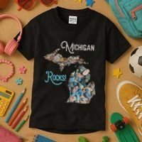 Michigan Rocks Petoskey Stone Hunting Great Lakes State Kids T-Shirt thumb 3