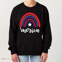 Merica Rainbow Patriotic 4th Of July Women's Sweatshirt thumb 0