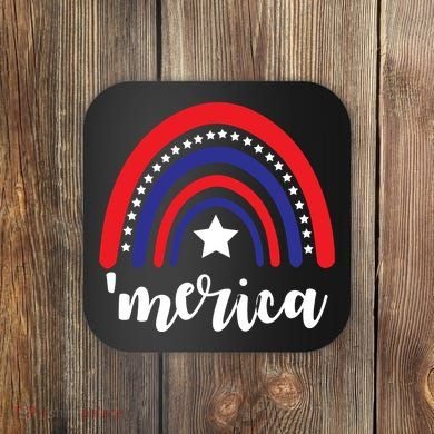 Merica Rainbow Patriotic 4th Of July Coaster
