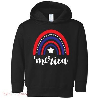 Merica Rainbow Patriotic 4th Of July Toddler Hoodie