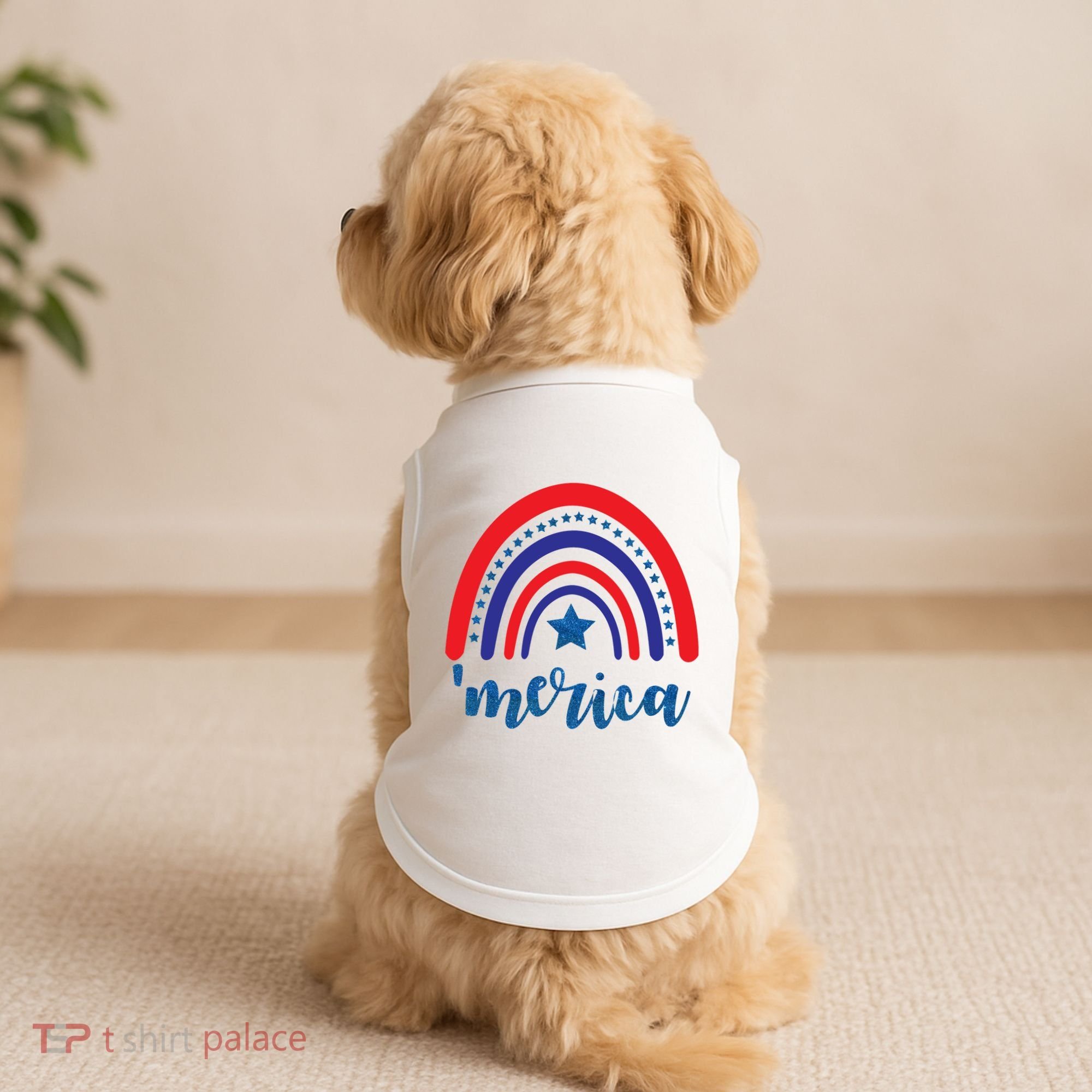 Merica Rainbow Patriotic 4th Of July Doggie Tank