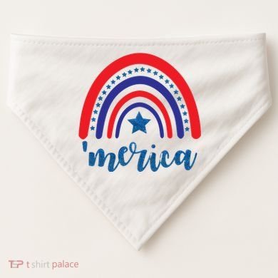Merica Rainbow Patriotic 4th Of July USA-Made Doggie Bandana
