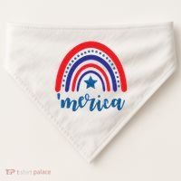Merica Rainbow Patriotic 4th Of July USA-Made Doggie Bandana thumb 0