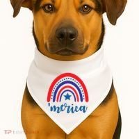 Merica Rainbow Patriotic 4th Of July USA-Made Doggie Bandana thumb 1