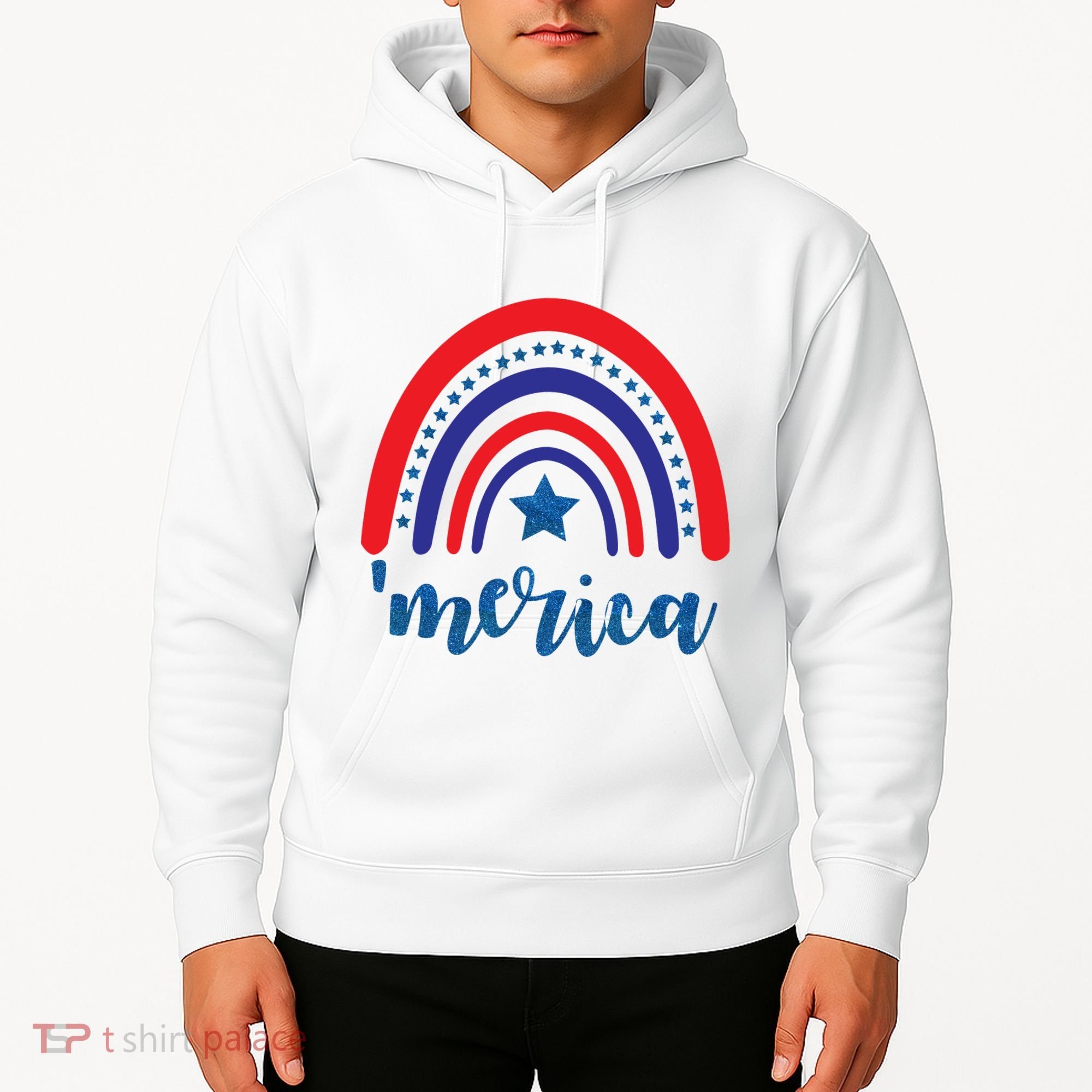 Merica Rainbow Patriotic 4th Of July Hoodie