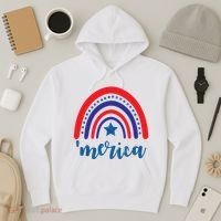 Merica Rainbow Patriotic 4th Of July Hoodie thumb 3