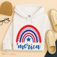 Merica Rainbow Patriotic 4th Of July Hoodie thumb 4
