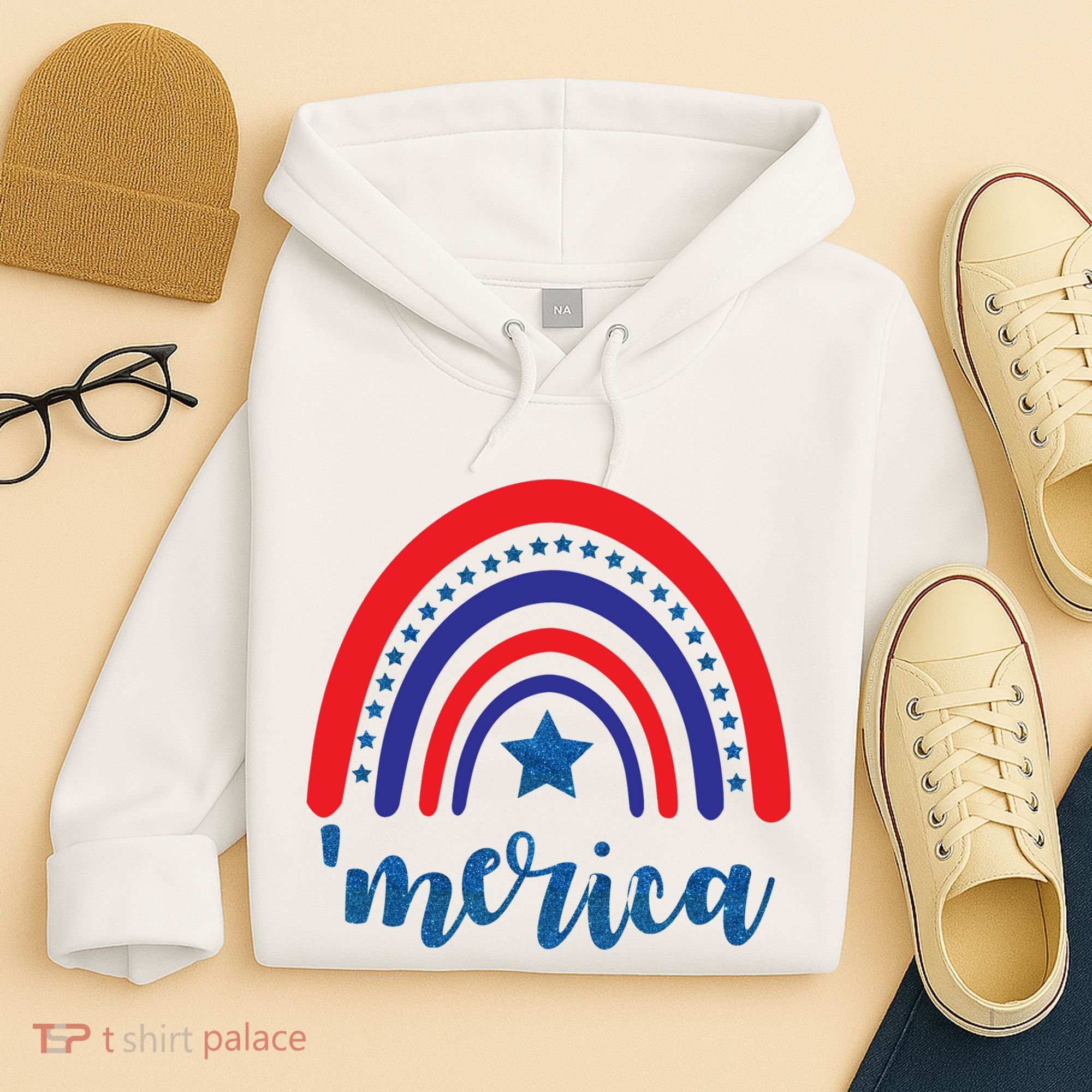 Merica Rainbow Patriotic 4th Of July Hoodie