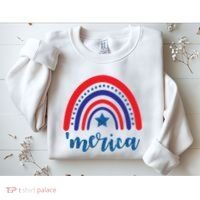 Merica Rainbow Patriotic 4th Of July Sweatshirt thumb 2