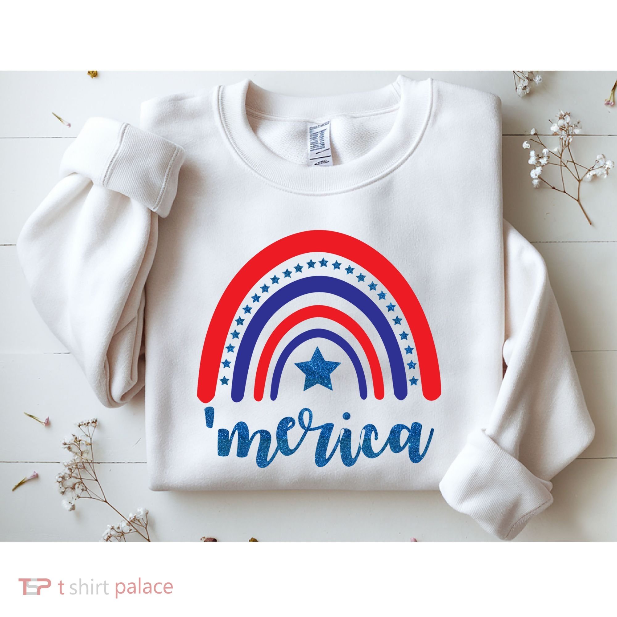 Merica Rainbow Patriotic 4th Of July Sweatshirt
