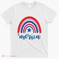 Merica Rainbow Patriotic 4th Of July T-Shirt thumb 0