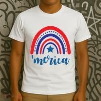 Merica Rainbow Patriotic 4th Of July T-Shirt thumb 3