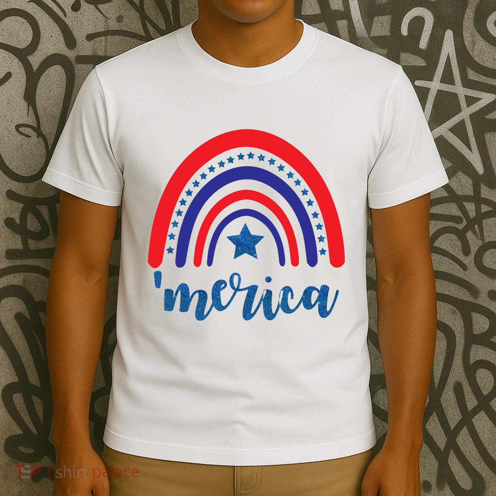 Merica Rainbow Patriotic 4th Of July T-Shirt