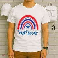 Merica Rainbow Patriotic 4th Of July T-Shirt thumb 6