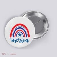 Merica Rainbow Patriotic 4th Of July Button thumb 0