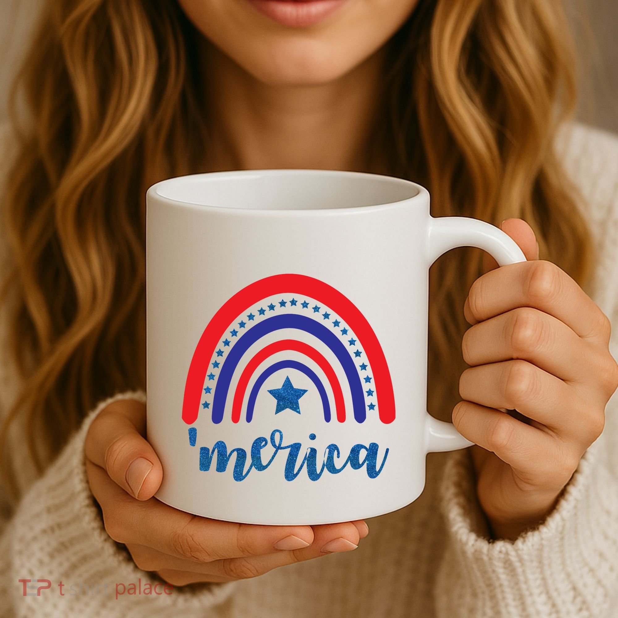 Merica Rainbow Patriotic 4th Of July Coffee Mug