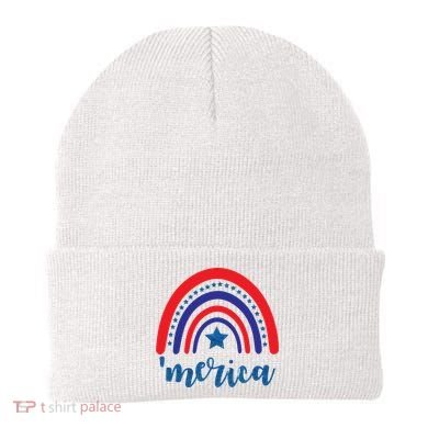 Merica Rainbow Patriotic 4th Of July Beanie