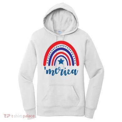 Merica Rainbow Patriotic 4th Of July Women's Hoodie