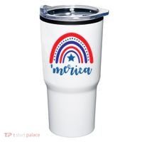 Merica Rainbow Patriotic 4th Of July Tumbler thumb 0