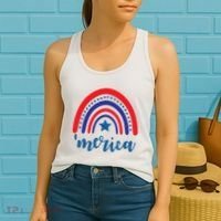 Merica Rainbow Patriotic 4th Of July Women's Tank Top thumb 2