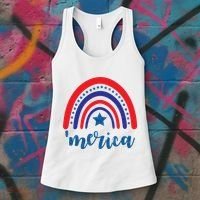 Merica Rainbow Patriotic 4th Of July Women's Tank Top thumb 3