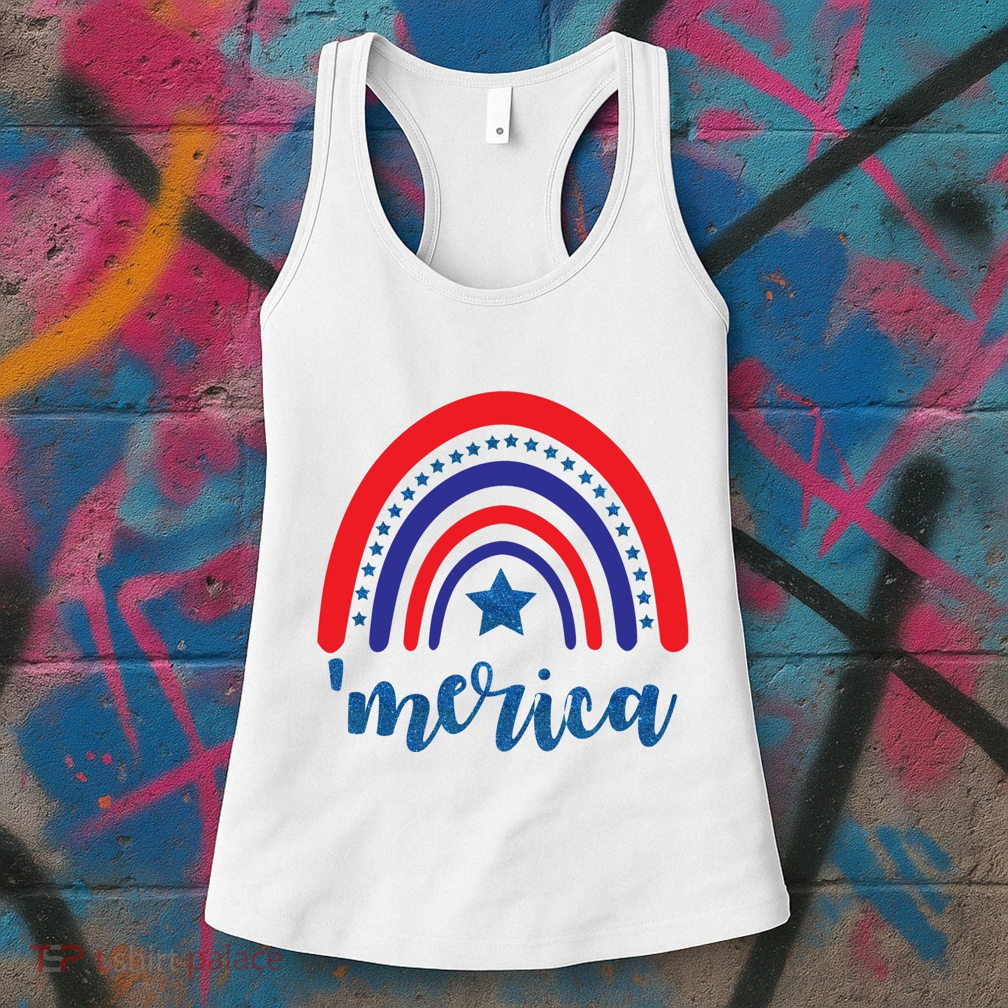 Merica Rainbow Patriotic 4th Of July Women's Tank Top
