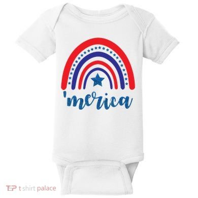 Merica Rainbow Patriotic 4th Of July Baby Bodysuit
