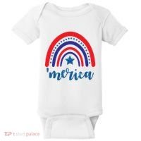 Merica Rainbow Patriotic 4th Of July Baby Bodysuit thumb 0