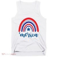 Merica Rainbow Patriotic 4th Of July Tank Top thumb 0
