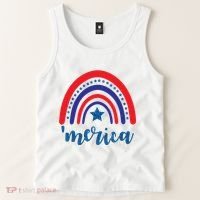 Merica Rainbow Patriotic 4th Of July Tank Top thumb 2