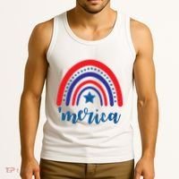 Merica Rainbow Patriotic 4th Of July Tank Top thumb 3