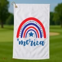 Merica Rainbow Patriotic 4th Of July Golf Towel thumb 1
