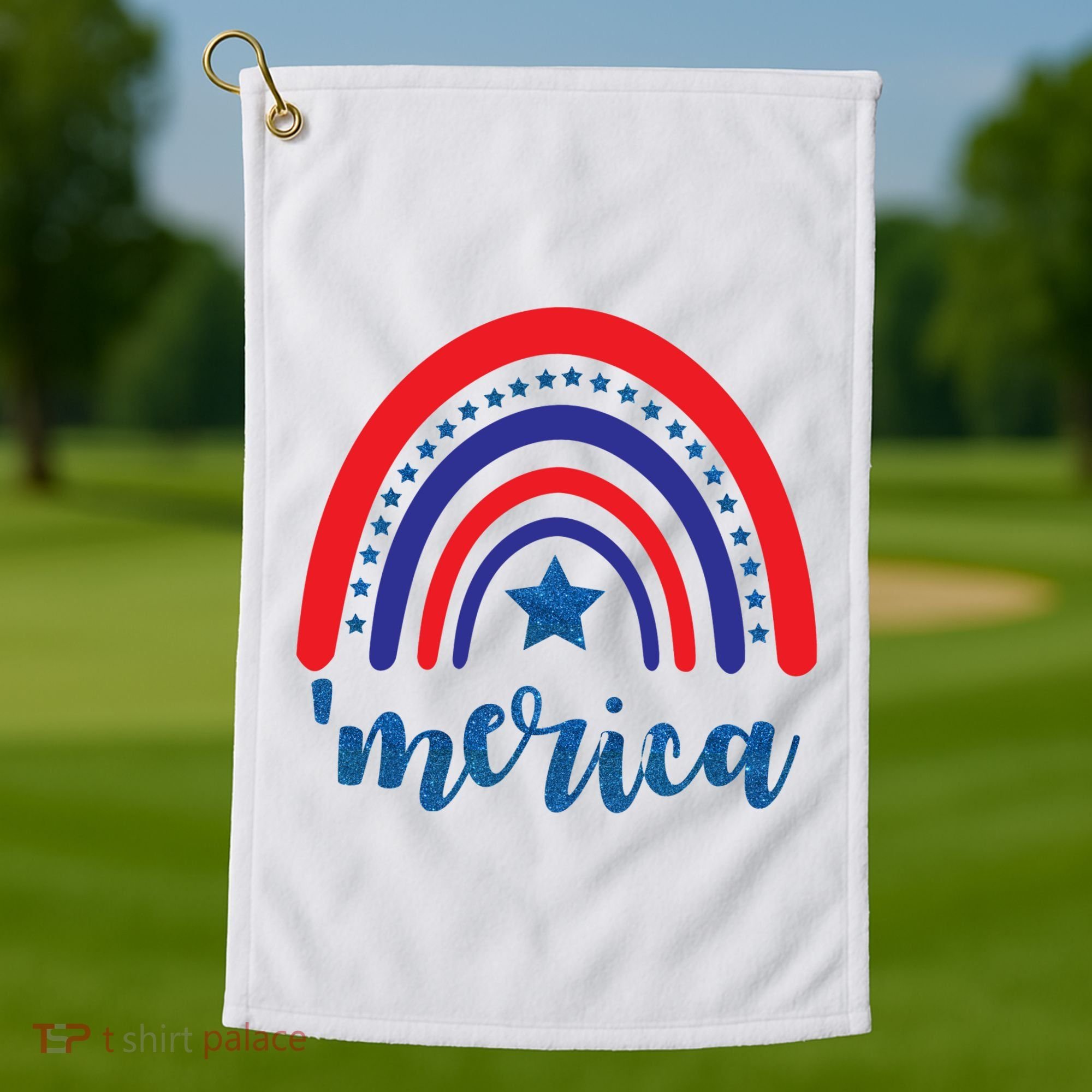 Merica Rainbow Patriotic 4th Of July Golf Towel