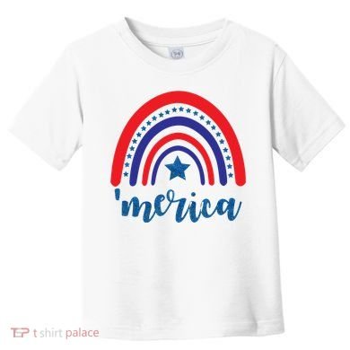 Merica Rainbow Patriotic 4th Of July Toddler T-Shirt