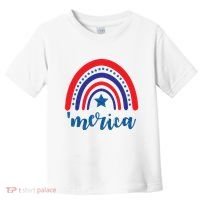 Merica Rainbow Patriotic 4th Of July Toddler T-Shirt thumb 0