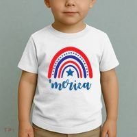 Merica Rainbow Patriotic 4th Of July Toddler T-Shirt thumb 2