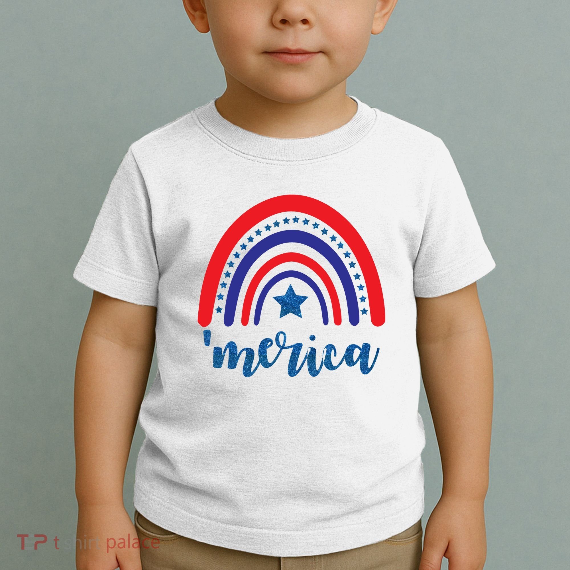 Merica Rainbow Patriotic 4th Of July Toddler T-Shirt