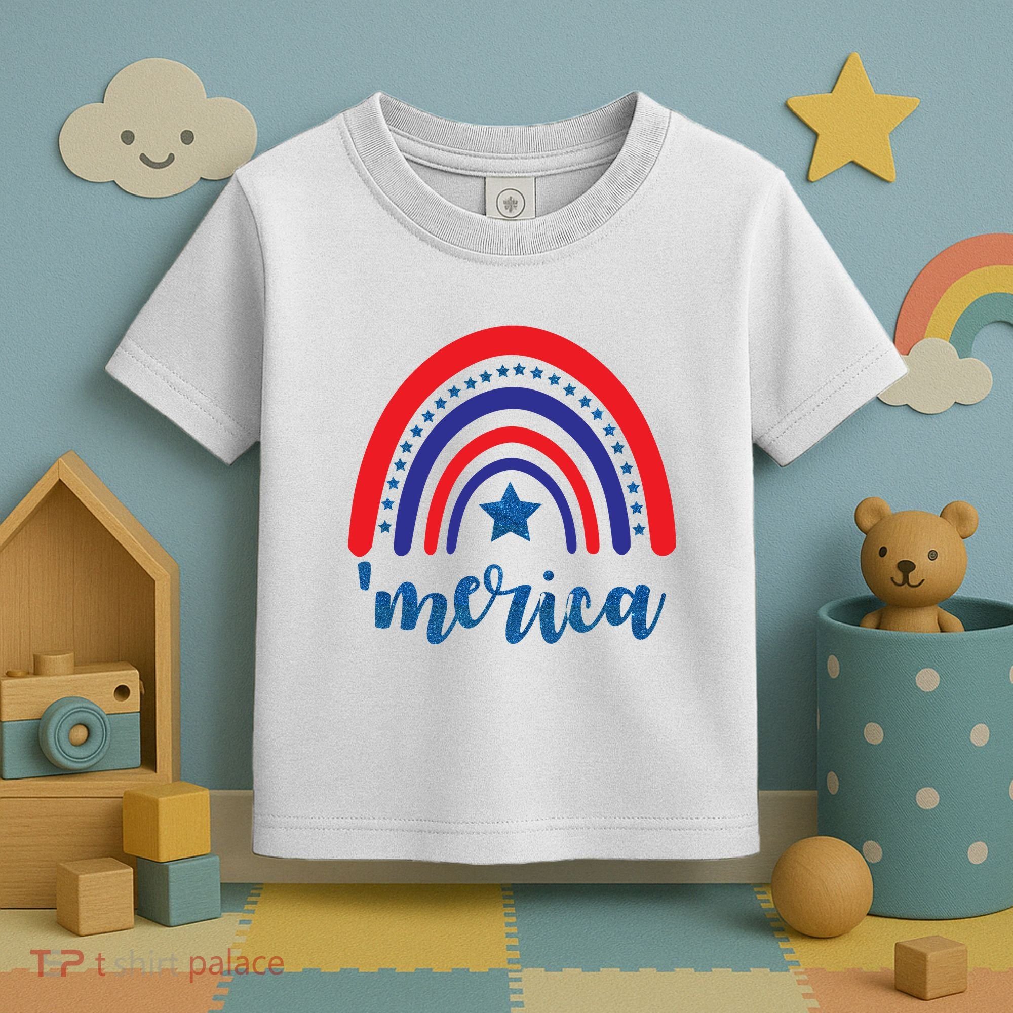 Merica Rainbow Patriotic 4th Of July Toddler T-Shirt