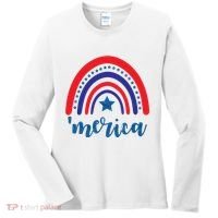 Merica Rainbow Patriotic 4th Of July Women's Long Sleeve Shirt thumb 0