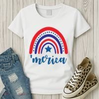 Merica Rainbow Patriotic 4th Of July Women's T-Shirt thumb 3