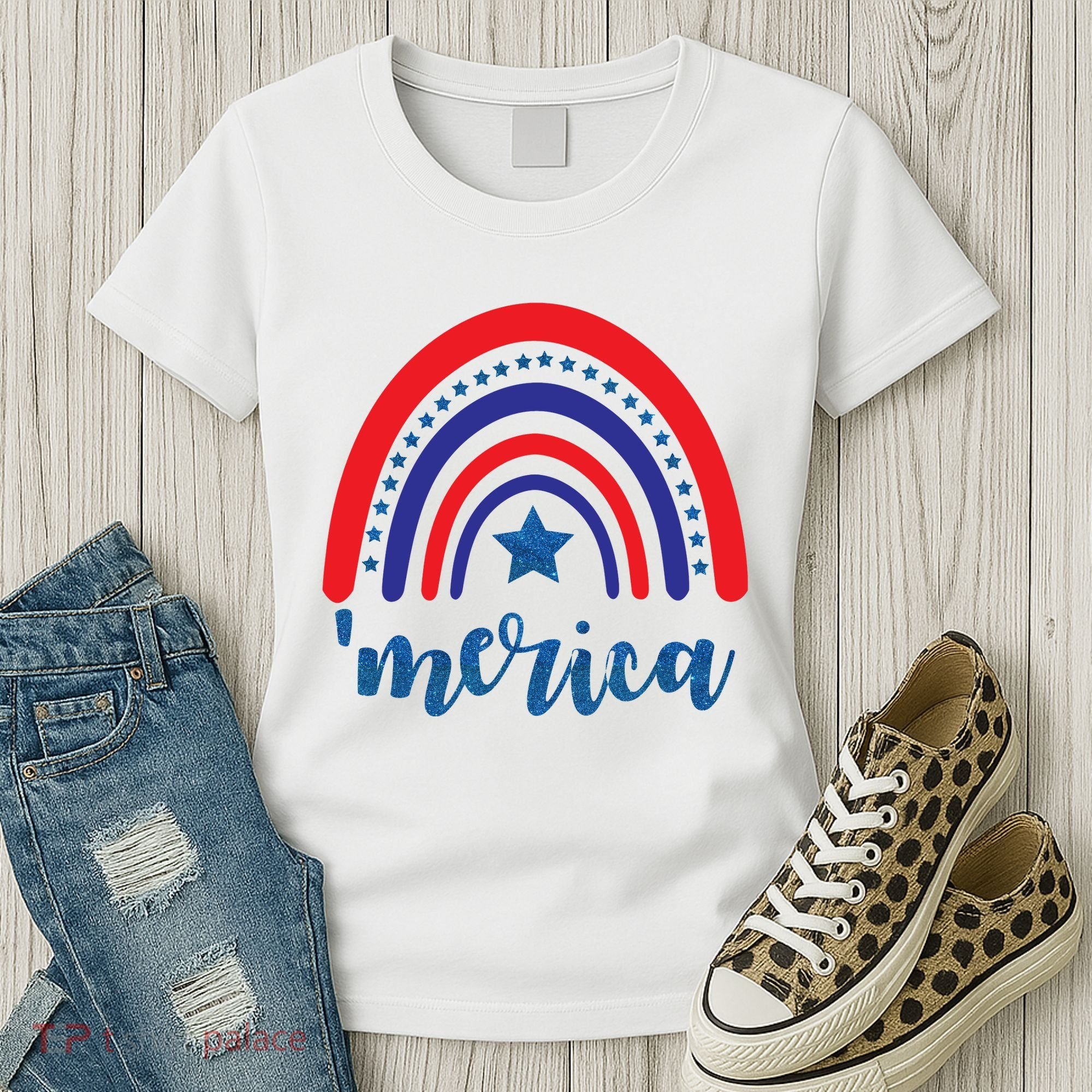 Merica Rainbow Patriotic 4th Of July Women's T-Shirt