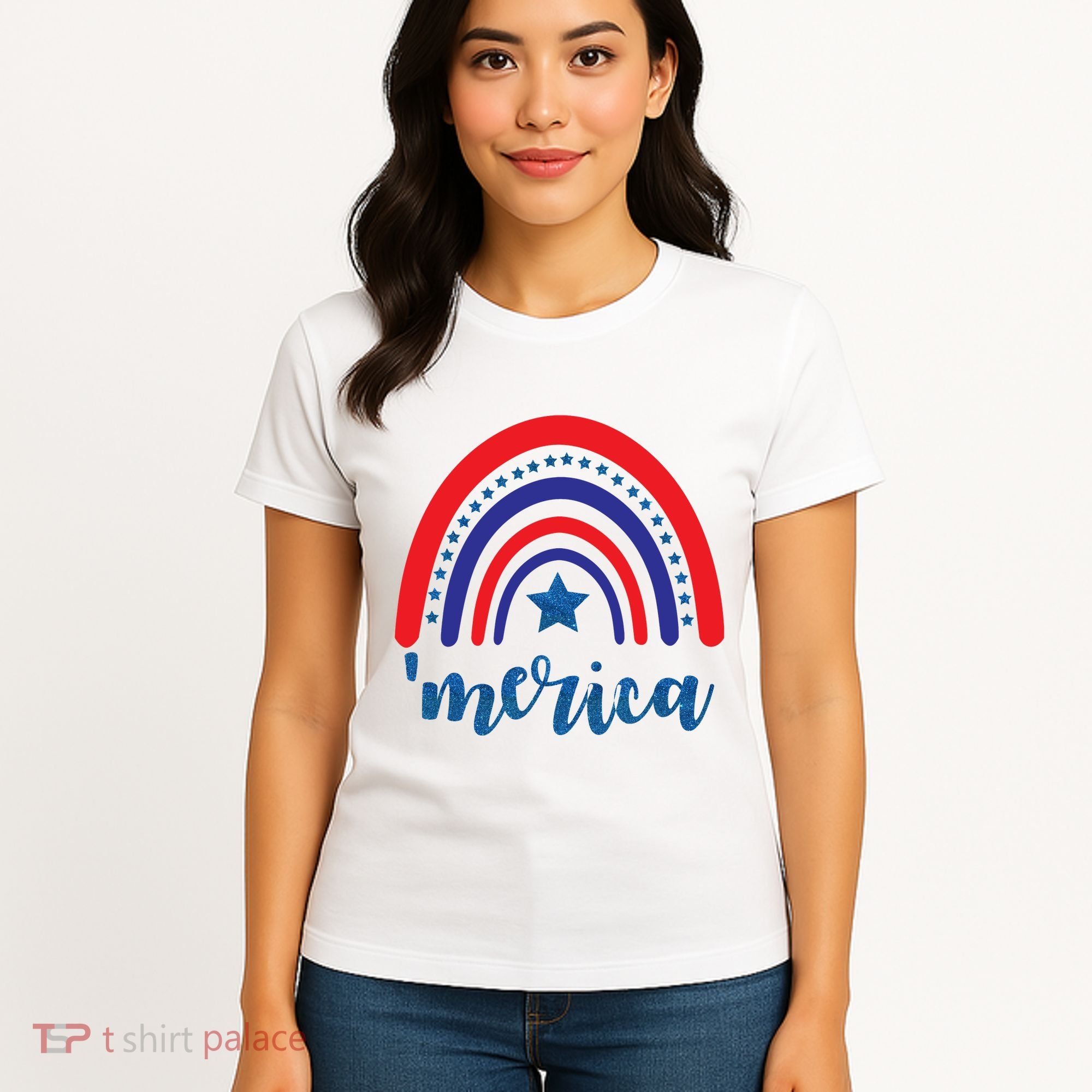 Merica Rainbow Patriotic 4th Of July Women's T-Shirt