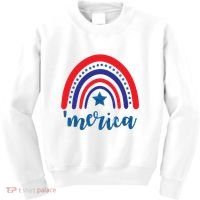 Merica Rainbow Patriotic 4th Of July Kids Sweatshirt thumb 0