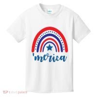 Merica Rainbow Patriotic 4th Of July Kids T-Shirt thumb 0
