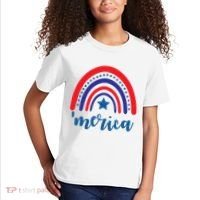 Merica Rainbow Patriotic 4th Of July Kids T-Shirt thumb 2