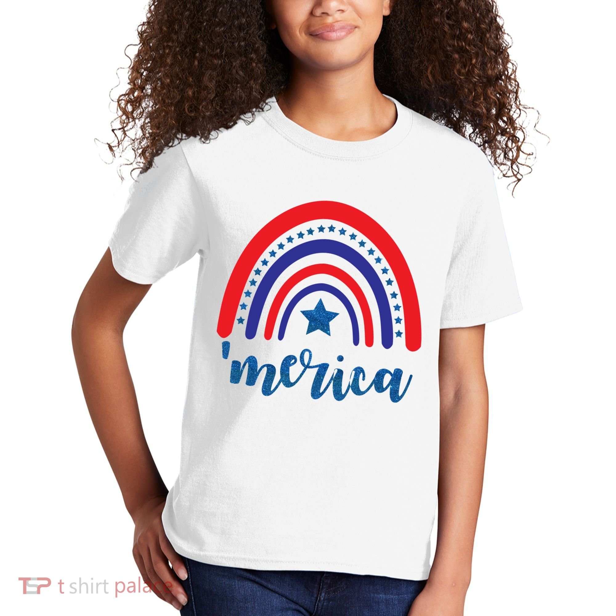 Merica Rainbow Patriotic 4th Of July Kids T-Shirt